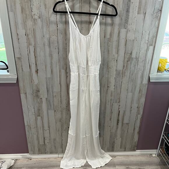 New! Prana White Fernie Wide Leg Lightweight Beachy Jumpsuit Womens Size Large - Picture 2 of 7